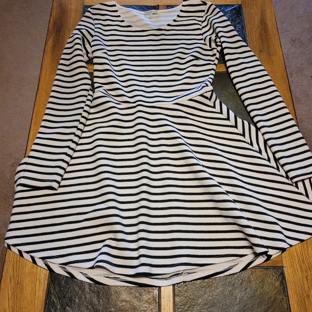 Black and white striped dress